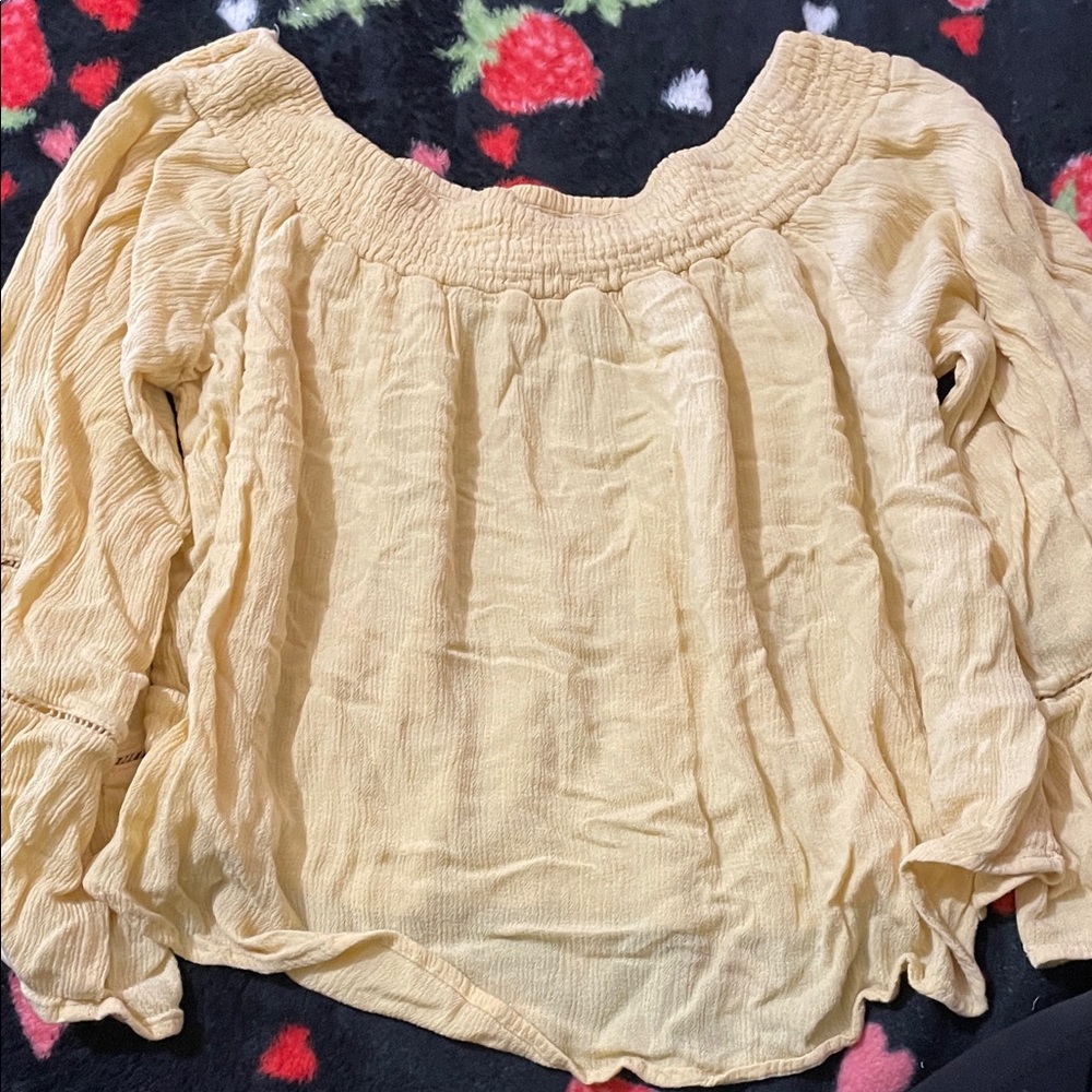 Forever 21 Light Yellow Off-Shoulder Blouse